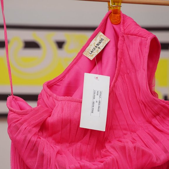 Lace and Beads Aria Maxi Neon Pink Size 4 (8 in the UK) - Picture 4 of 7